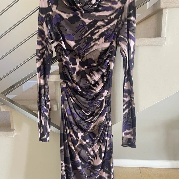 VINTAGE RARE ESCADA HOODED PURPLE DRESS